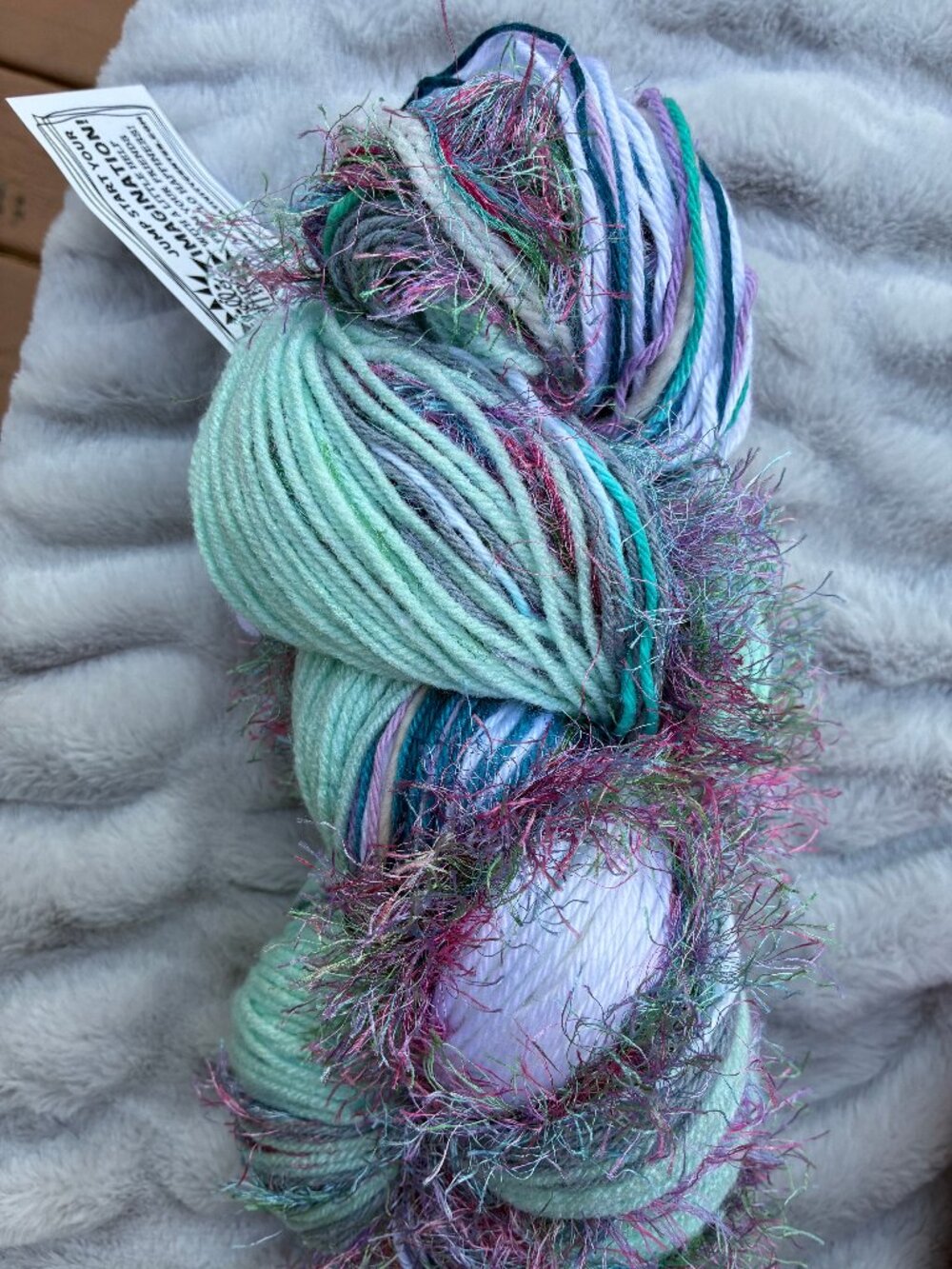Large Hank Of Mixed Blues, White Purple Textures Yarn from local artist